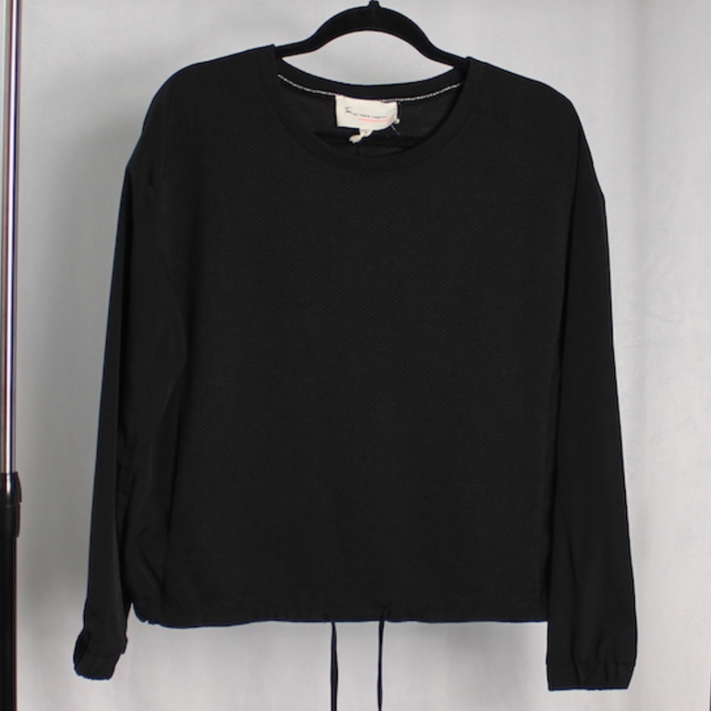 Two by Vince Camuto Black Textured Sweatshirt Style Top